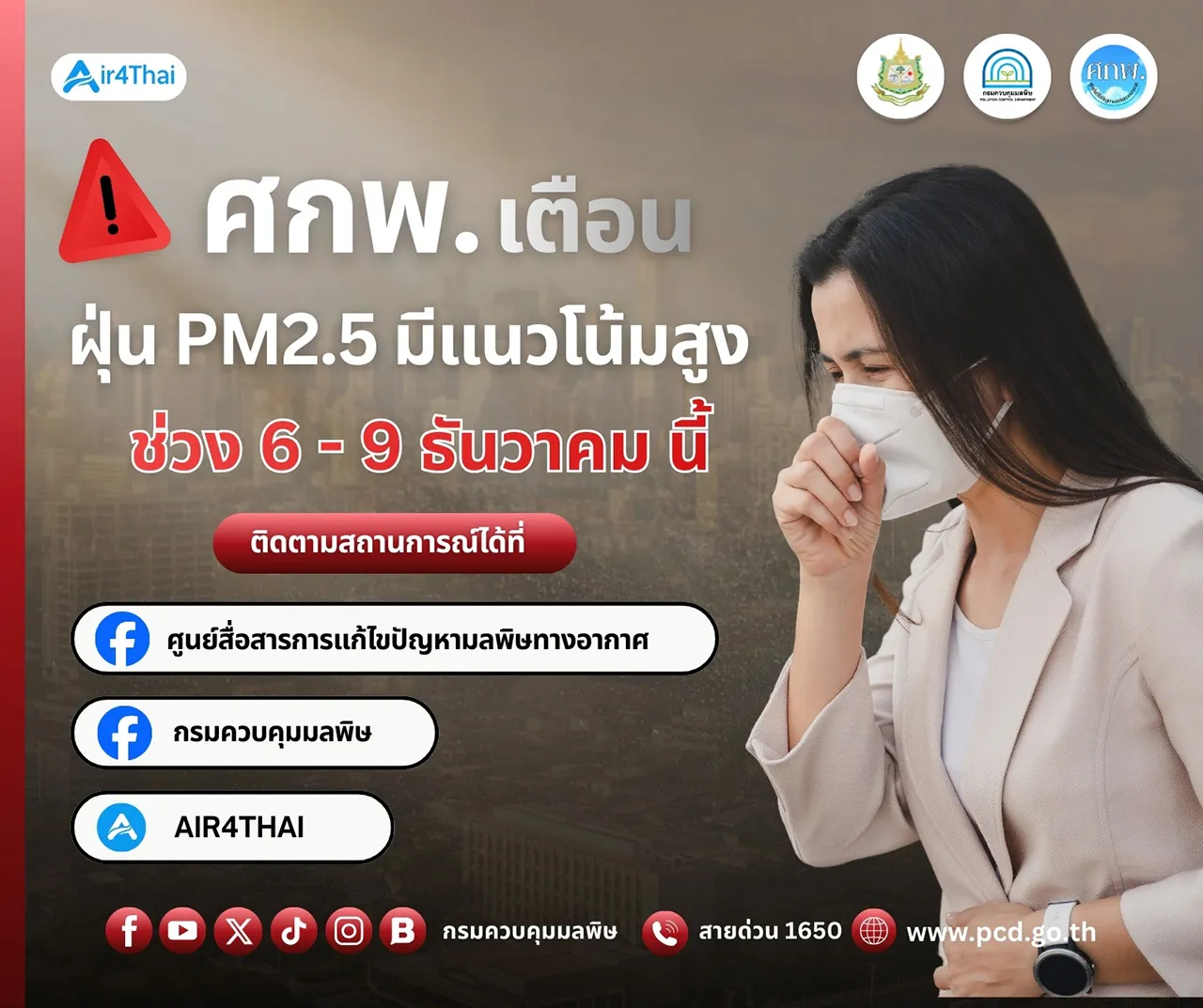 แจ้งเตือน ฝุ่น PM 2.5 กทม.